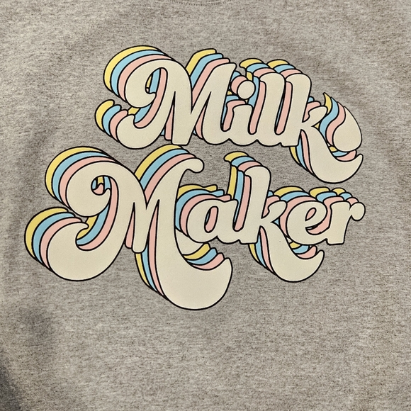 Milk Maker Rainbow Sweatshirt, Gray Crew neck, Size XL, The Little Milk Bar - Picture 5 of 6